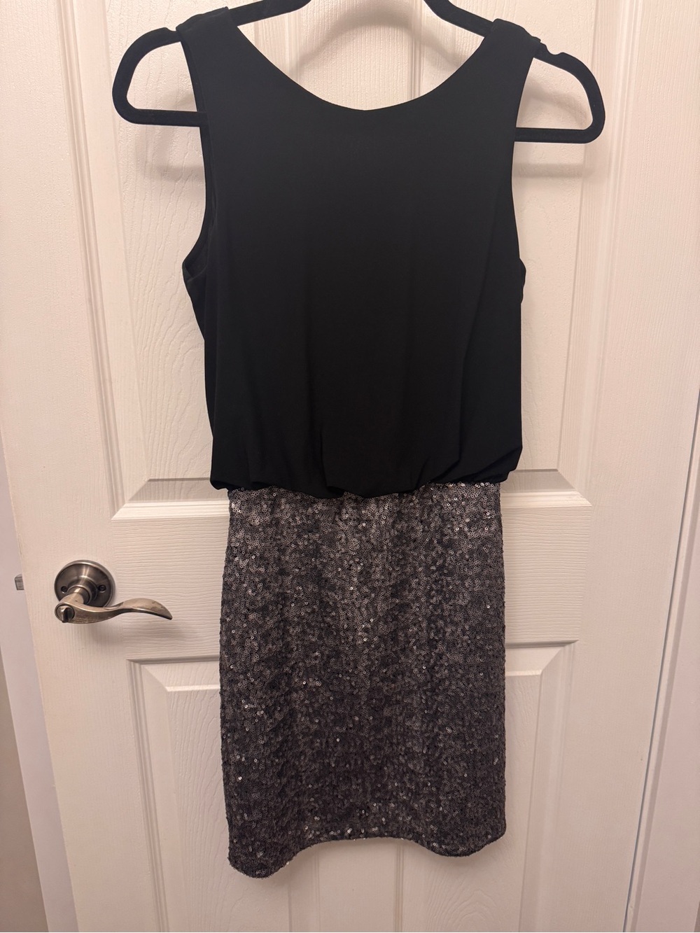 Aidan by Aidan Mattox Black & Silver Sequin Mini Dress